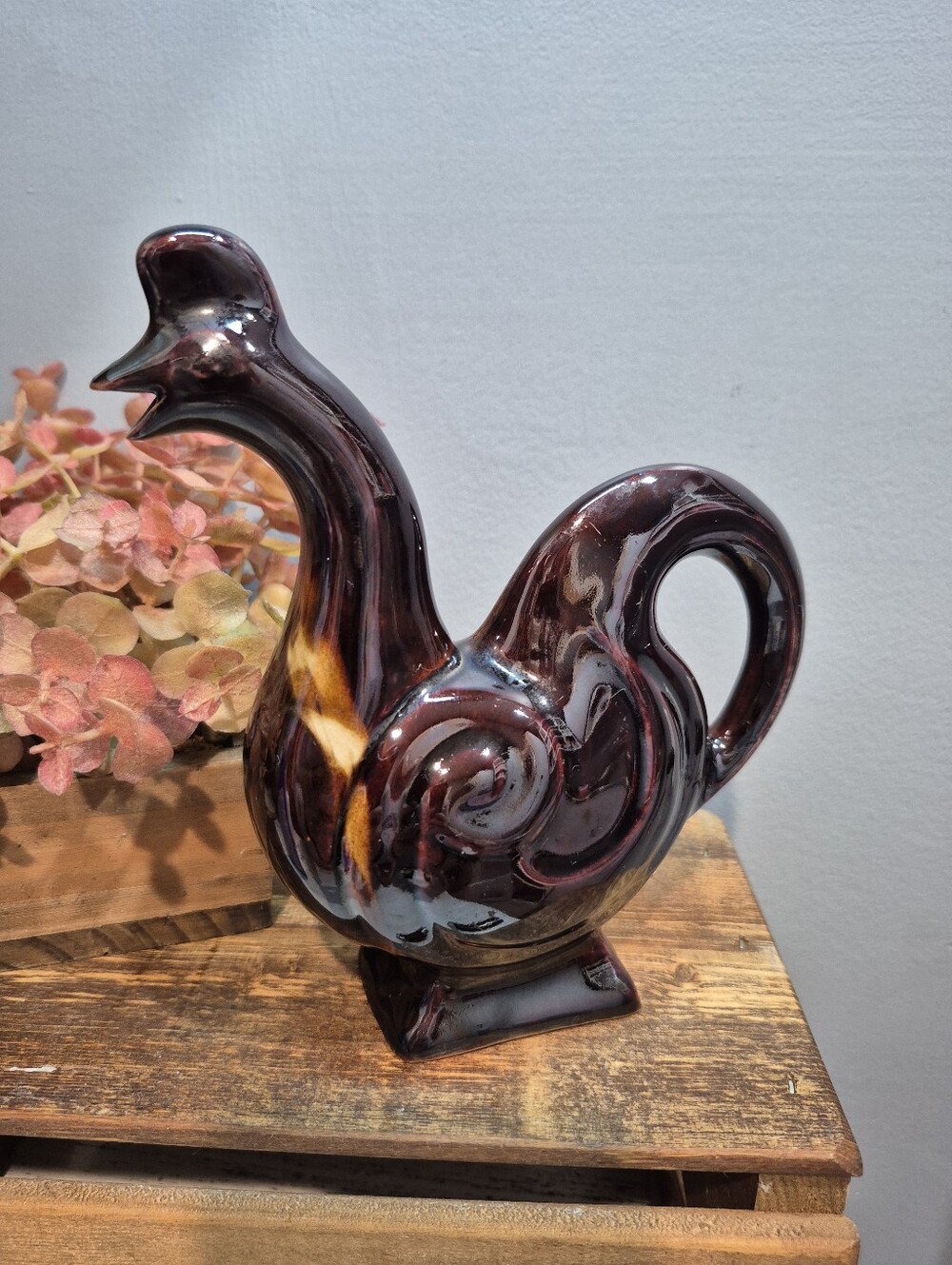 Vintage Mid Century Peru Folk Art Ceramic Rooster Salamanca Chicha Carafe